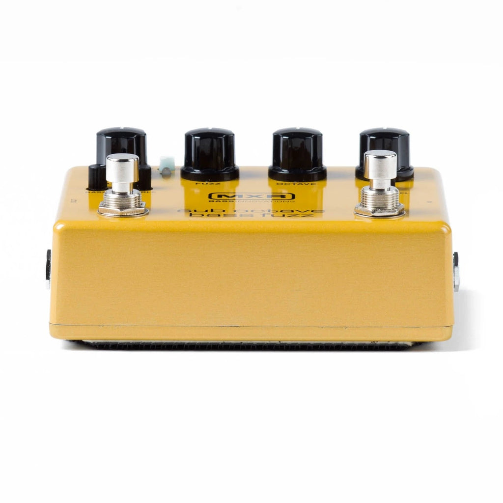 MXR M287 Sub Octave Bass Fuzz effects pedal with control knobs and input/output jacks, designed for bass guitar effects.