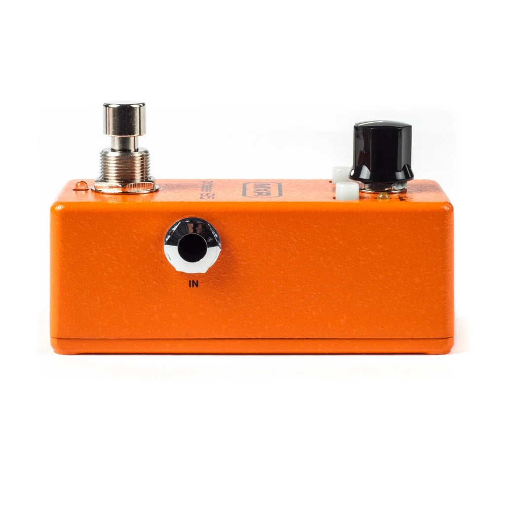 MXR M290 Phase 95 mini effects pedal with control knobs and input/output jacks on a plain background.