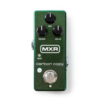 MXR Carbon Copy Mini guitar effects pedal with controls and input/output jacks, compact effects pedal for guitarists.