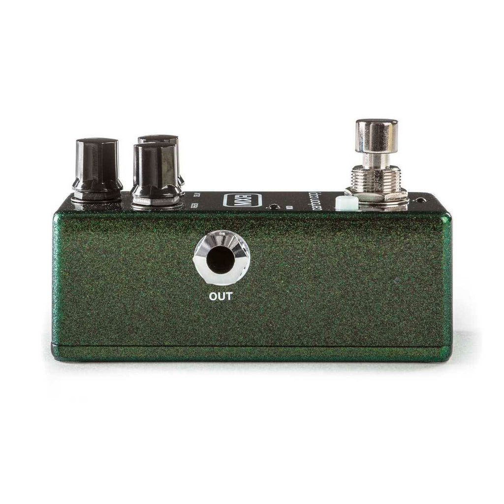 MXR Carbon Copy Mini guitar effects pedal with delay controls, compact design, and sturdy metal enclosure.