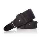 Mono M80 Betty guitar strap in jet black, short length, with adjustable leather ends and padded, comfortable design for guitar playing.