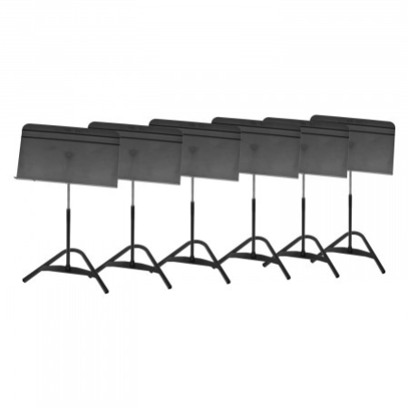 Manhasset Harmony Music Stand set of 6 with durable ABS desks, showcasing adjustable height and sturdy design.