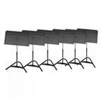 Manhasset Harmony Music Stand set of 6 with durable ABS desks, showcasing adjustable height and sturdy design.