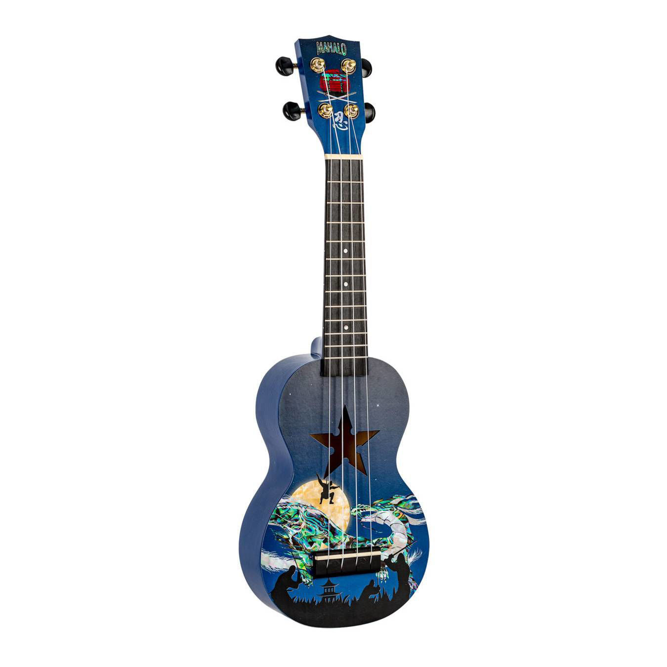 Mahalo Art Series Soprano Ninja Ukulele - Blue Matt