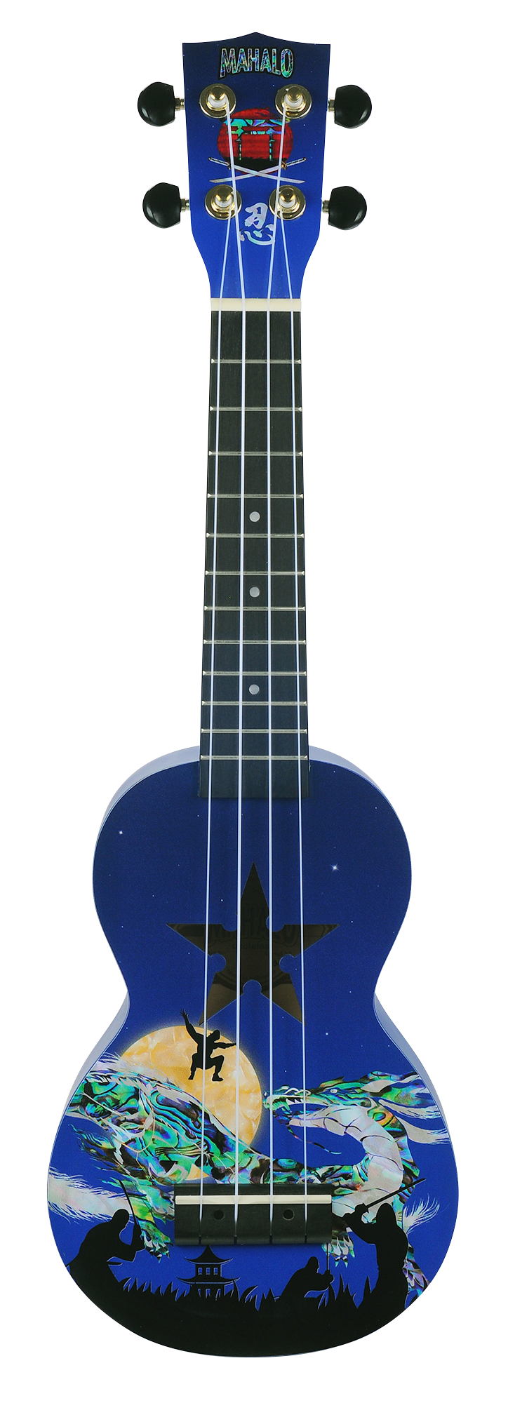 Mahalo Art Series Soprano Ninja Ukulele - Blue Matt
