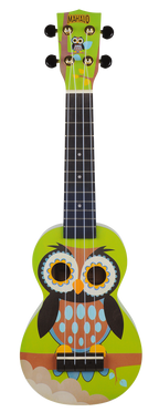 Mahalo Art Series Soprano Owl Ukulele - Green Matt