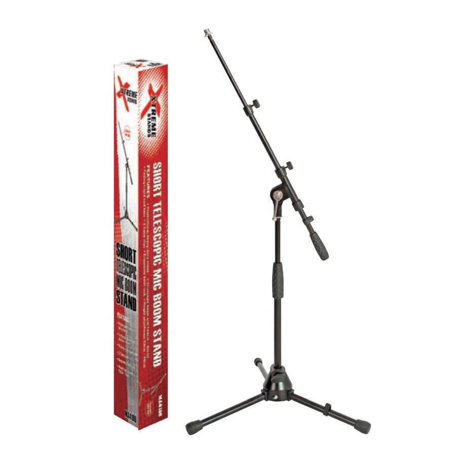 Xtreme MA410B telescopic short mic boom stand with adjustable arm and sturdy base for studio or stage use.