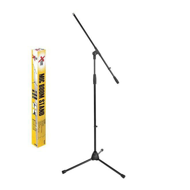 Xtreme MA415B microphone boom stand with adjustable arm and sturdy base, ideal for studio or stage audio setups.