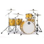 Mapex Mars Birch Fast Shell Pack drum kit with 22-inch bass, 10 and 12-inch toms, 16-inch floor tom, and 14-inch snare in Sunflower Sparkle finish