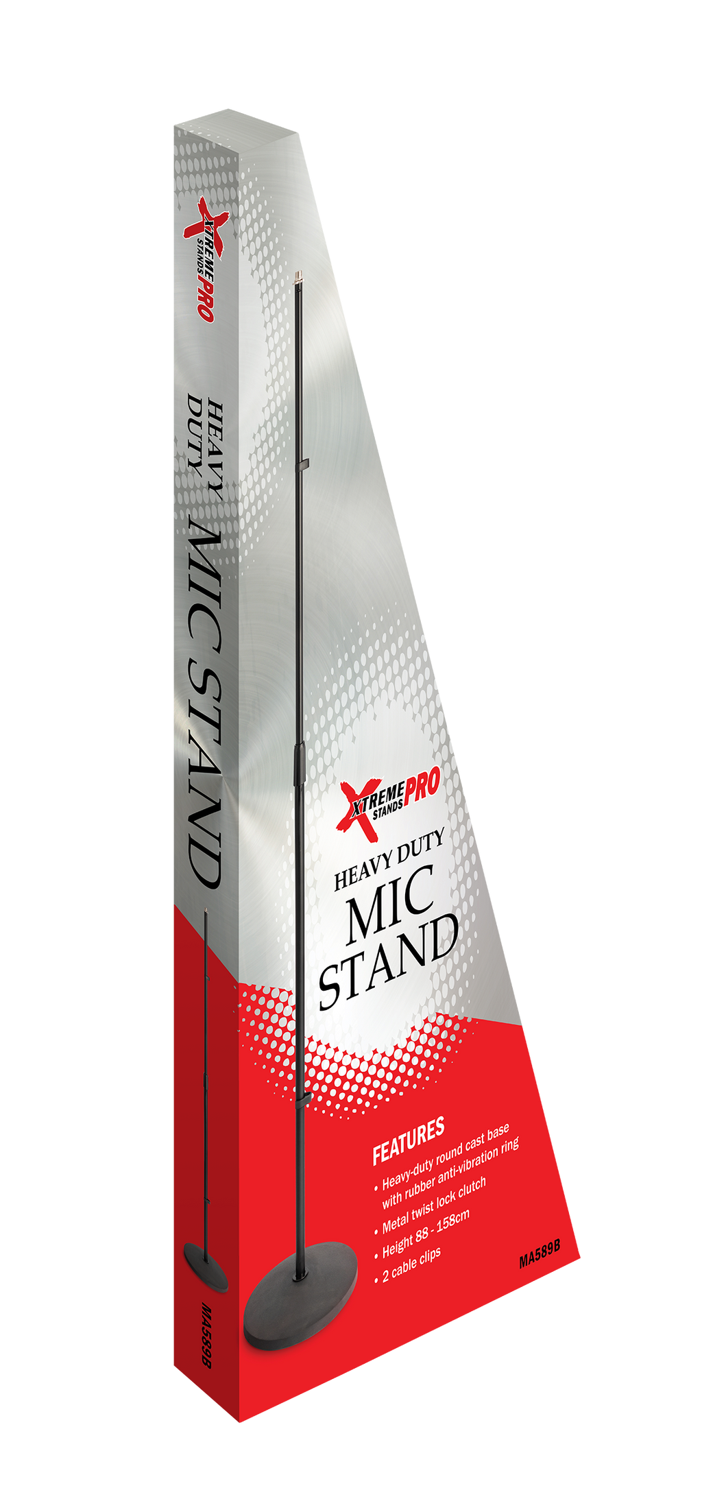 Xtreme Pro microphone stand with round base, adjustable height, and sturdy support for studio or stage use.
