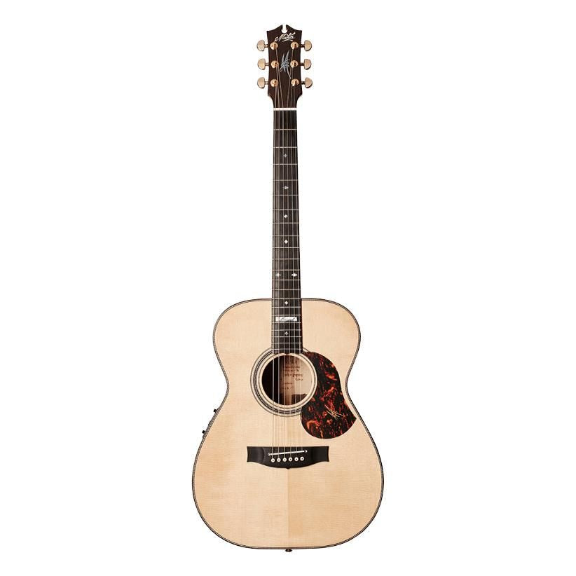 Maton EM100-808 Messiah acoustic electric guitar with a natural wood finish and cutaway body for easy access to higher frets.