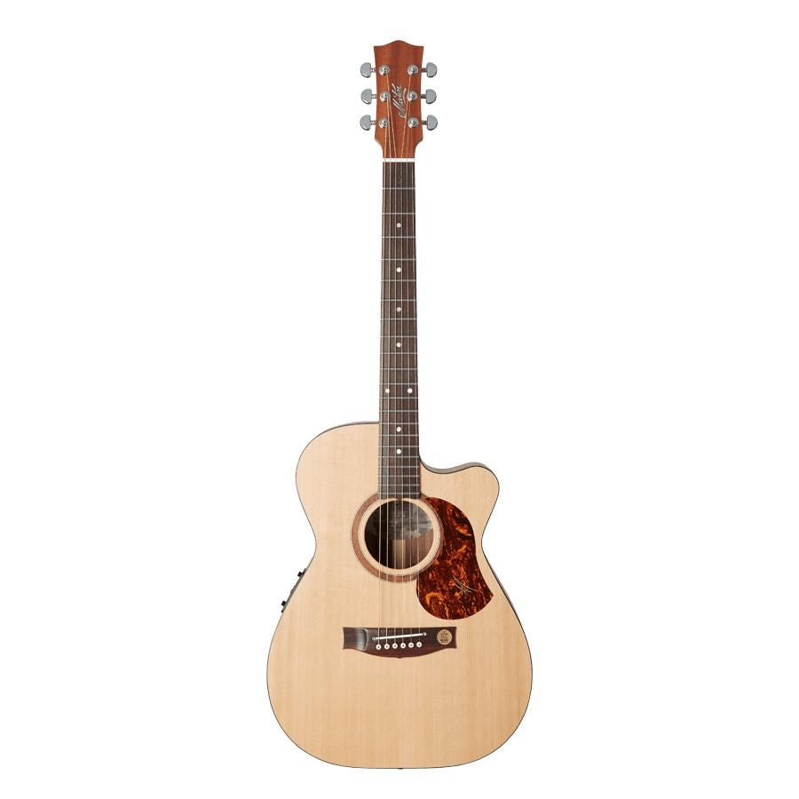 Maton SRS808C acoustic electric guitar with a wooden body, six strings, and a built-in pickup for versatile sound.