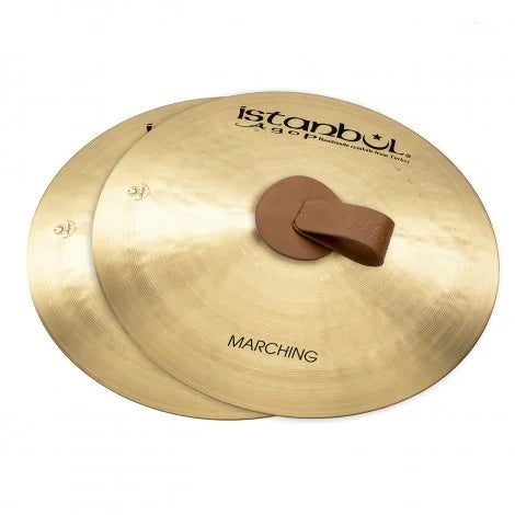 Istanbul 17-inch Istanbul Agop Traditional Marching Cymbals, single cymbal with detailed surface and logo visible.