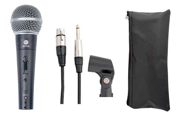 Carson MC63 wired vocal microphone with XLR cable, unidirectional 58-style live microphone for vocals and performances