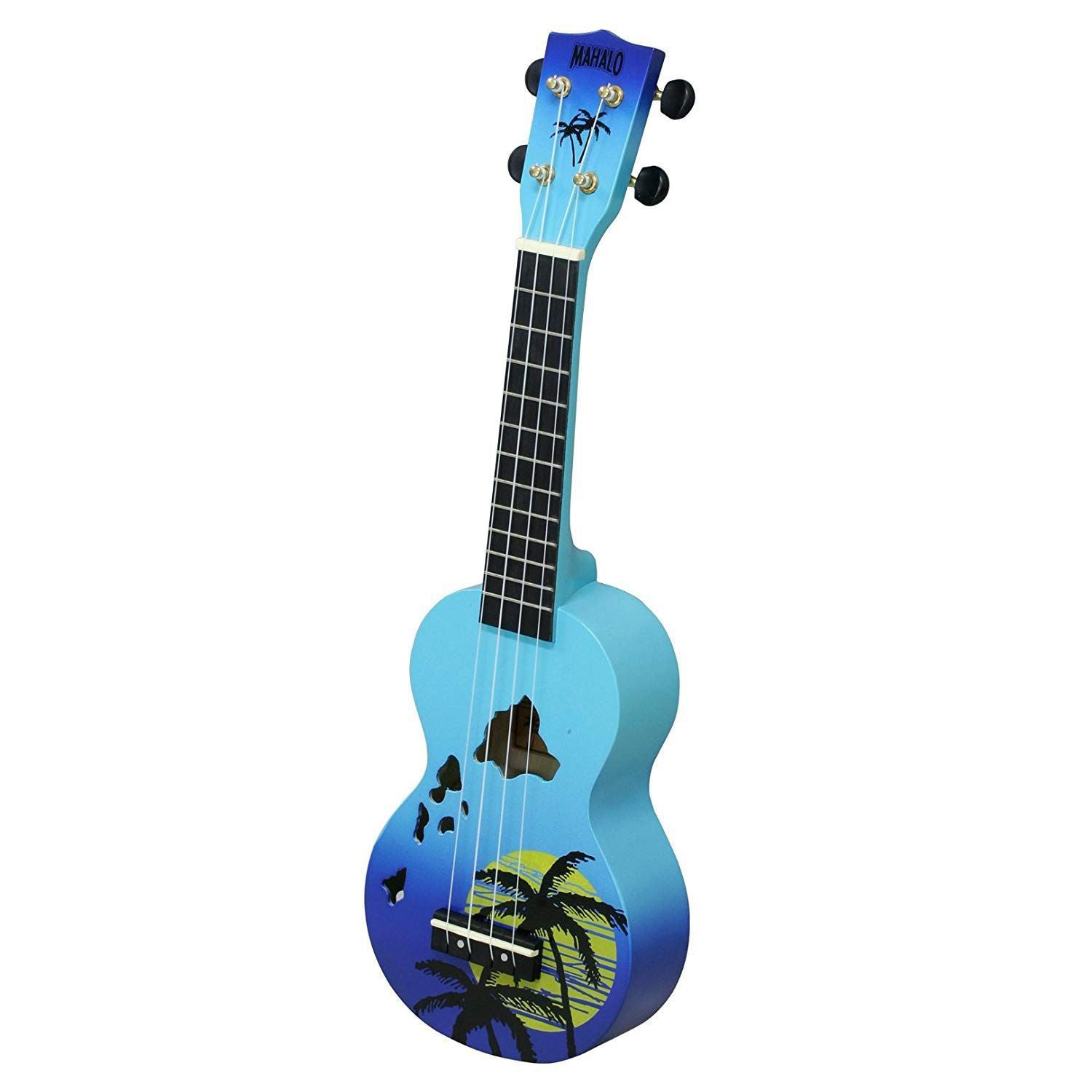 Mahalo Designer Hawaian Palm Tree Ukulele Blue Burst