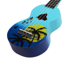 Mahalo Designer Hawaian Palm Tree Ukulele Blue Burst