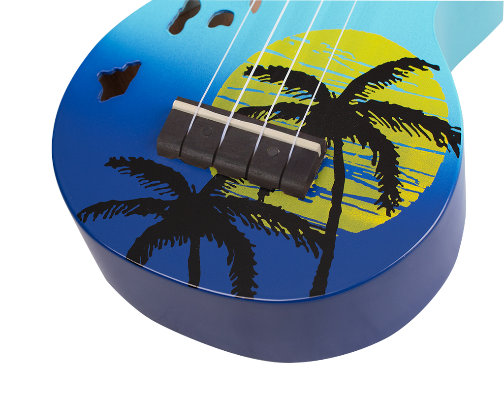 Mahalo Designer Hawaian Palm Tree Ukulele Blue Burst