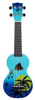 Mahalo Designer Hawaian Palm Tree Ukulele Blue Burst