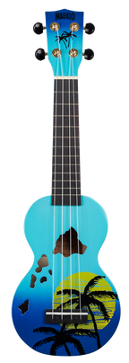 Mahalo Designer Hawaian Palm Tree Ukulele Blue Burst