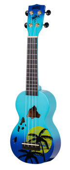 Mahalo Designer Hawaian Palm Tree Ukulele Blue Burst