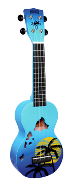 Mahalo Designer Hawaian Palm Tree Ukulele Blue Burst