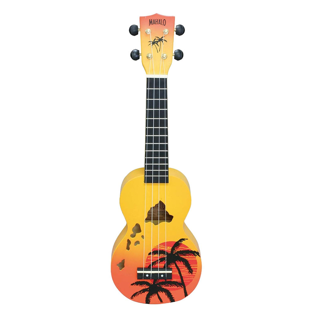 Mahalo Designer Hawaiian Palm Tree Ukulele - Orange Burst