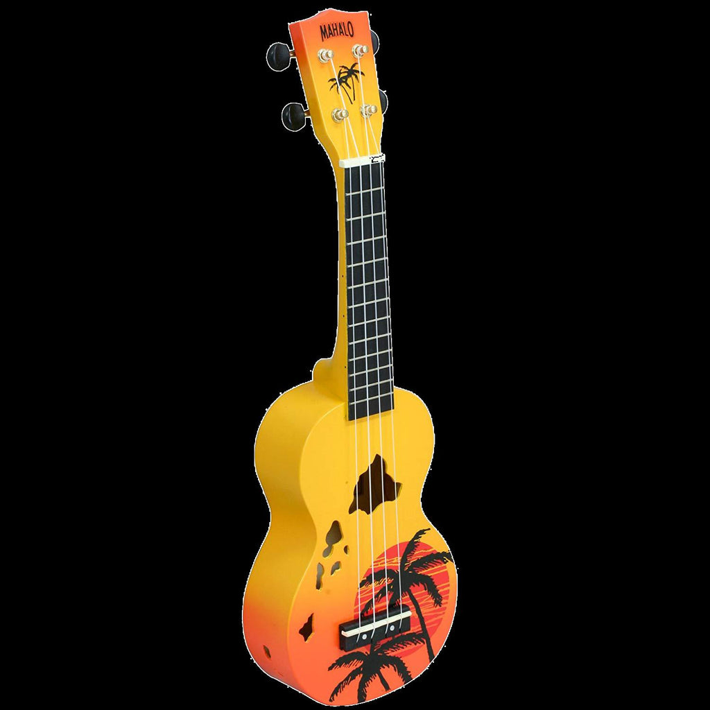 Mahalo Designer Hawaiian Palm Tree Ukulele - Orange Burst