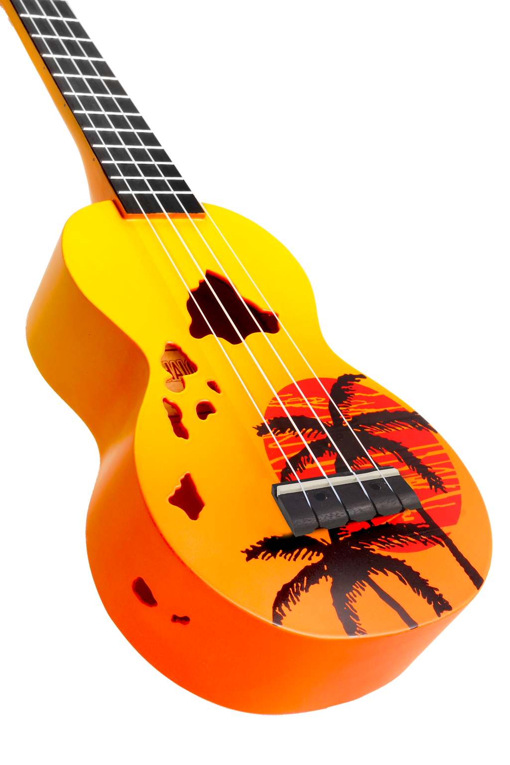 Mahalo Designer Hawaiian Palm Tree Ukulele - Orange Burst