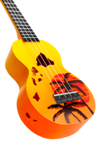 Mahalo Designer Hawaiian Palm Tree Ukulele - Orange Burst
