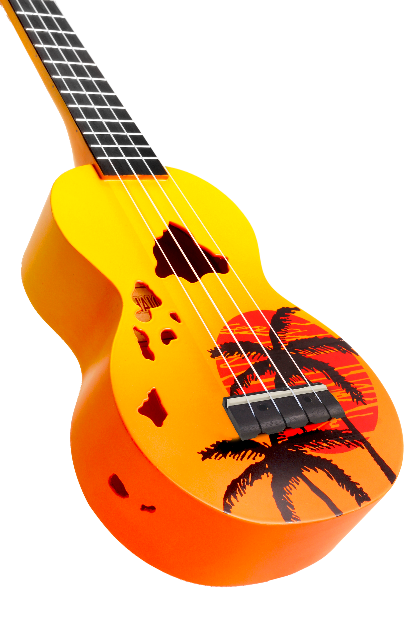 Mahalo Designer Hawaiian Palm Tree Ukulele - Orange Burst