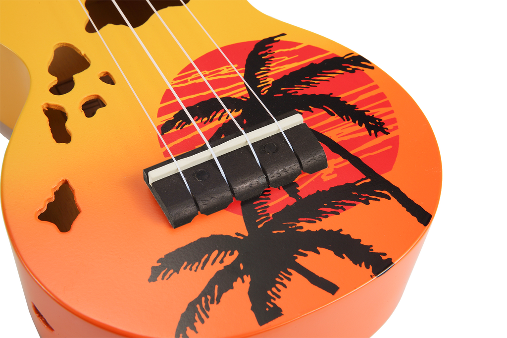 Mahalo Designer Hawaiian Palm Tree Ukulele - Orange Burst