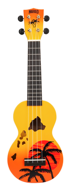 Mahalo Designer Hawaiian Palm Tree Ukulele - Orange Burst