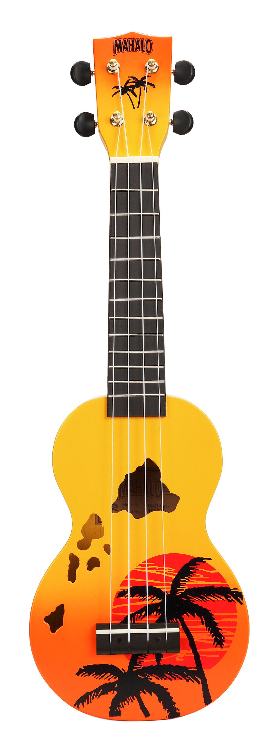 Mahalo Designer Hawaiian Palm Tree Ukulele - Orange Burst