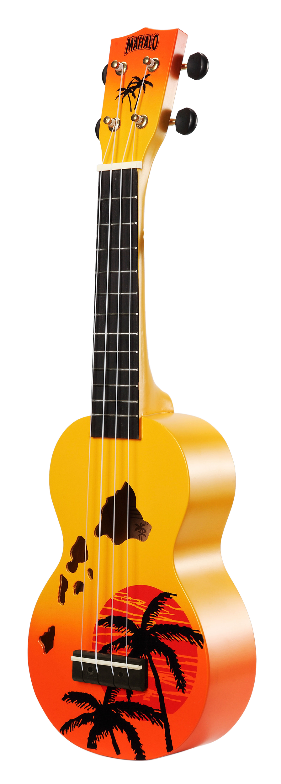 Mahalo Designer Hawaiian Palm Tree Ukulele - Orange Burst