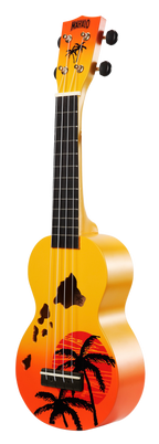 Mahalo Designer Hawaiian Palm Tree Ukulele - Orange Burst