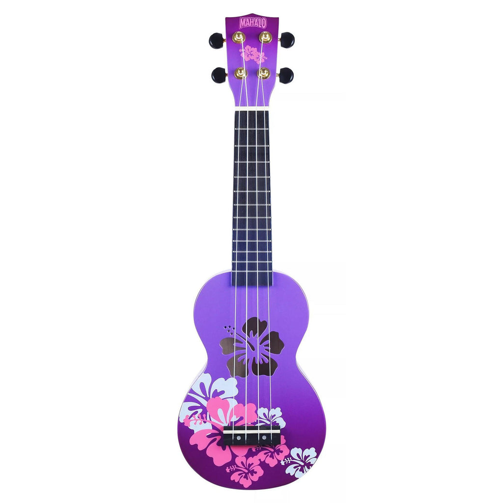 Mahalo Designer Hibiscus Ukulele Purple Burst