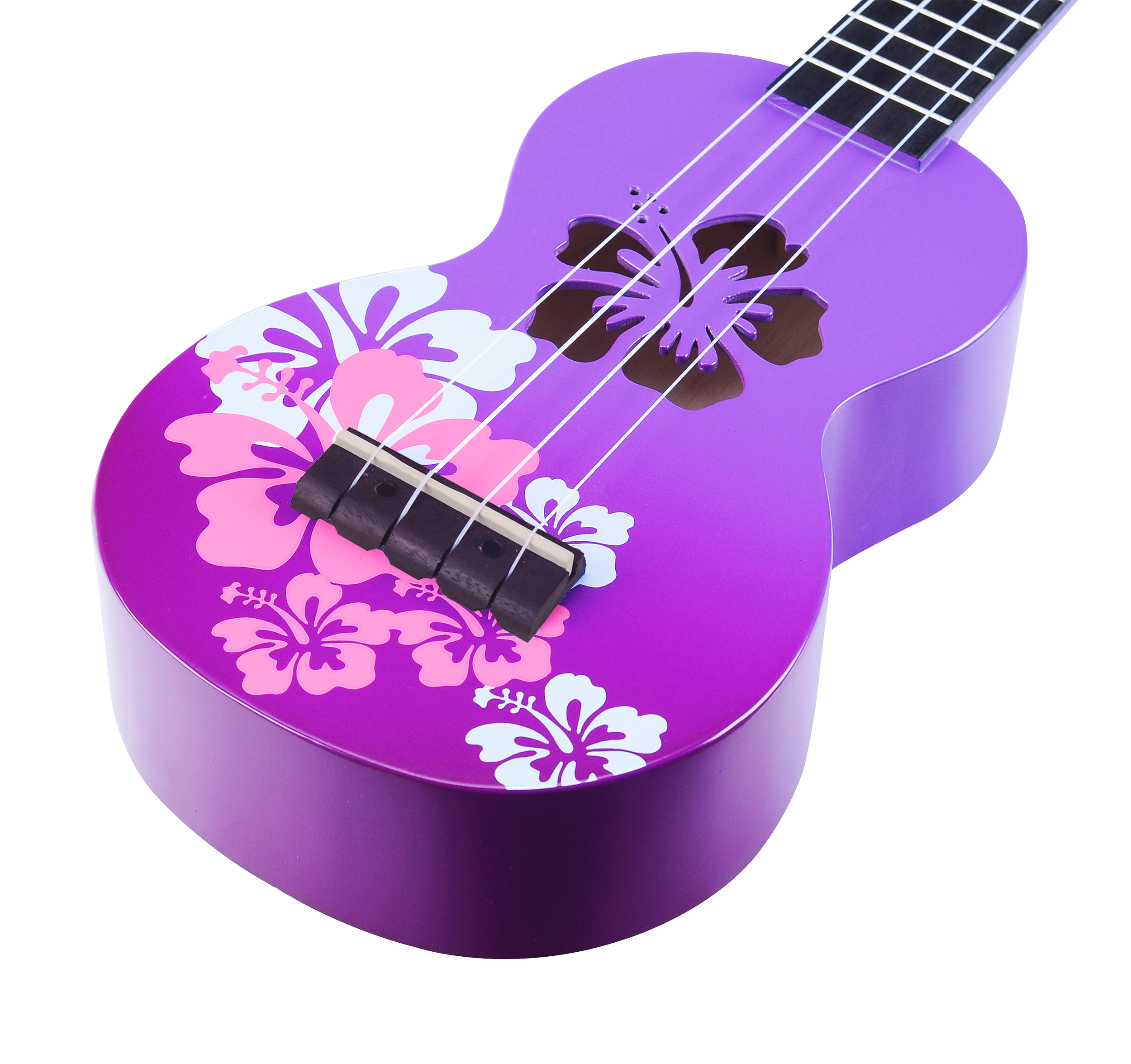 Mahalo Designer Hibiscus Ukulele Purple Burst
