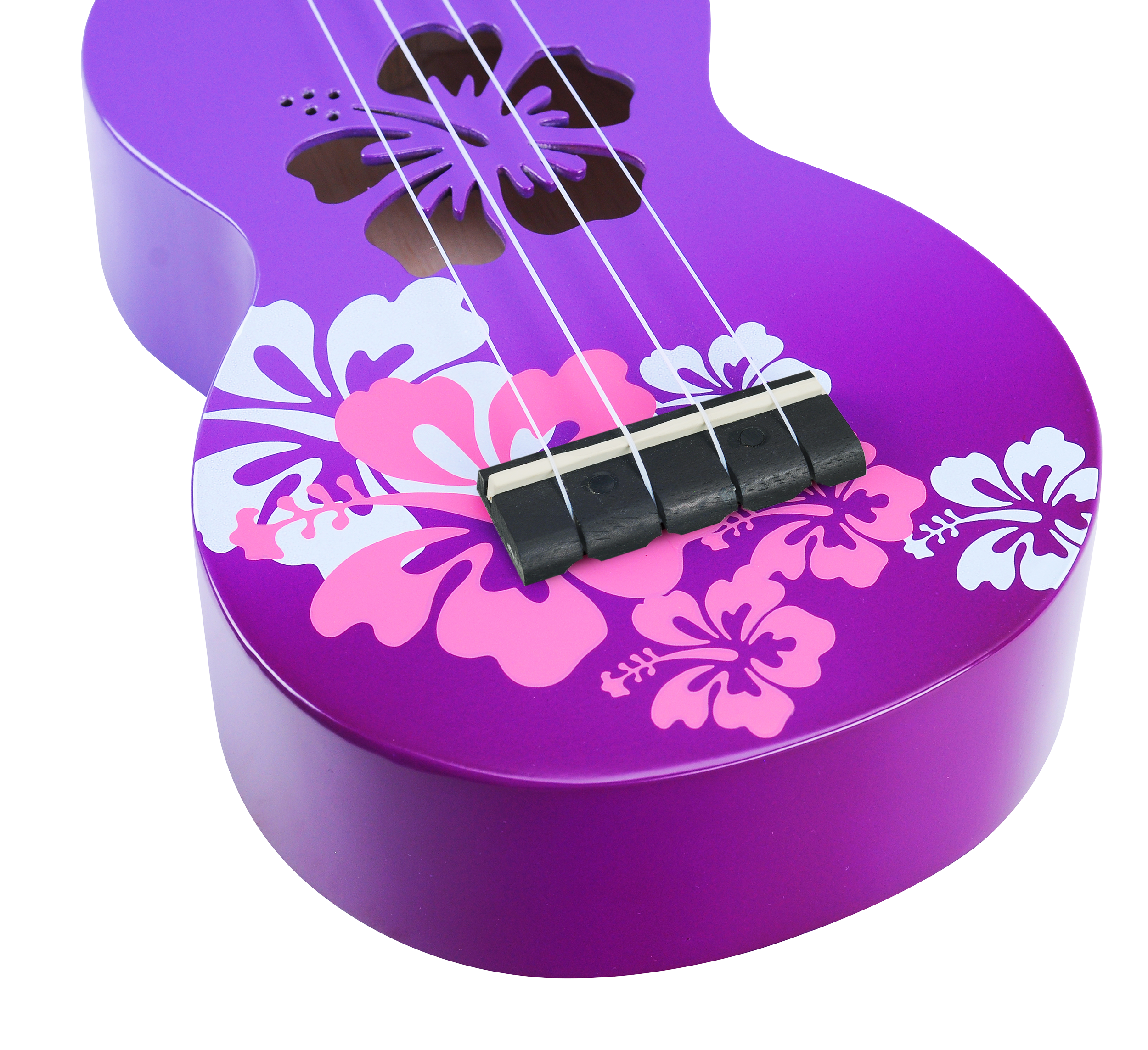 Mahalo Designer Hibiscus Ukulele Purple Burst