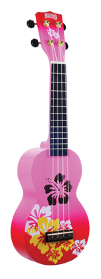 Mahalo MD1HBRDB Designer Hibiscus Soprano Ukulele in Pink Burst