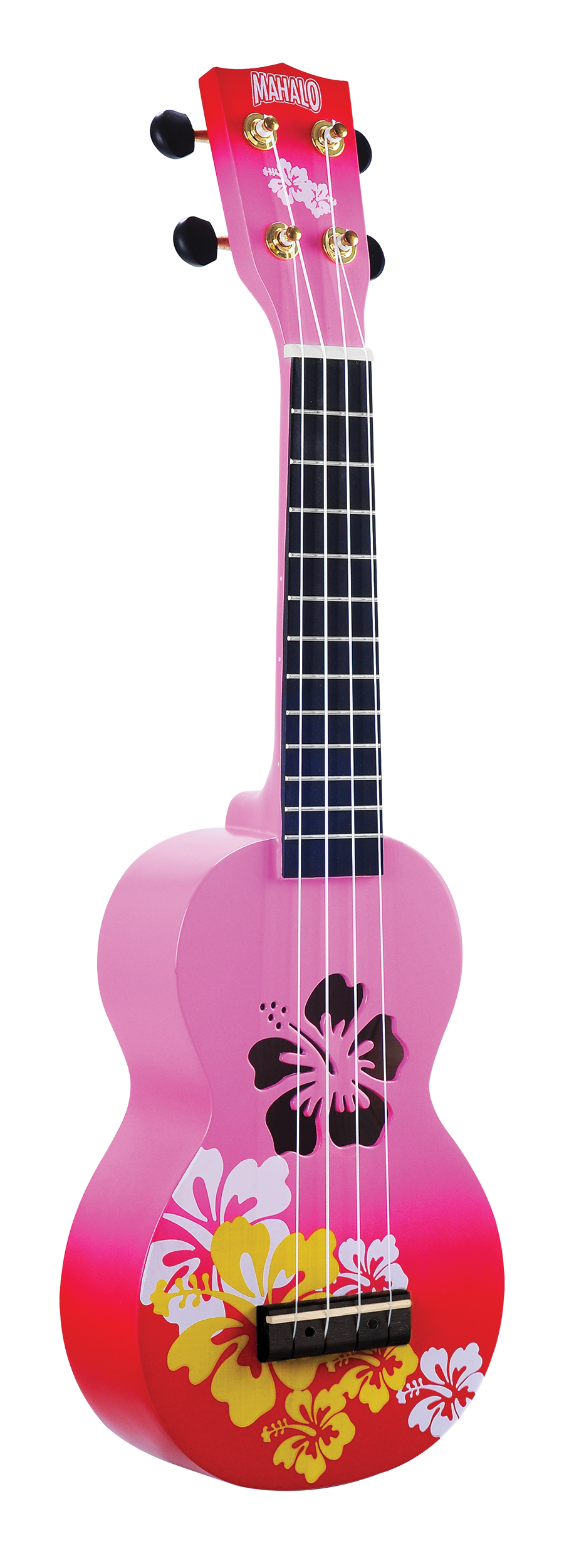 Mahalo MD1HBRDB Designer Hibiscus Soprano Ukulele in Pink Burst