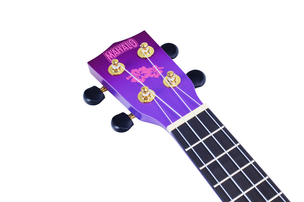 Mahalo Designer Hibiscus Ukulele Purple Burst