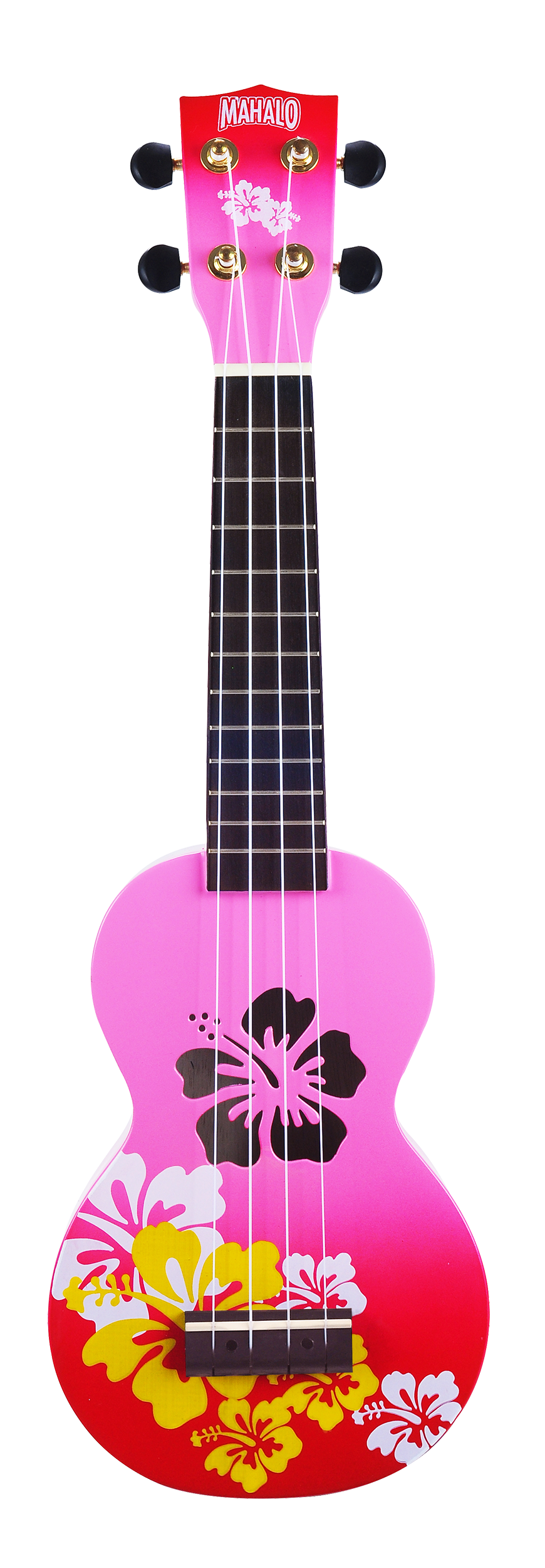 Mahalo MD1HBRDB Designer Hibiscus Soprano Ukulele in Pink Burst
