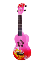 Mahalo MD1HBRDB Designer Hibiscus Soprano Ukulele in Pink Burst