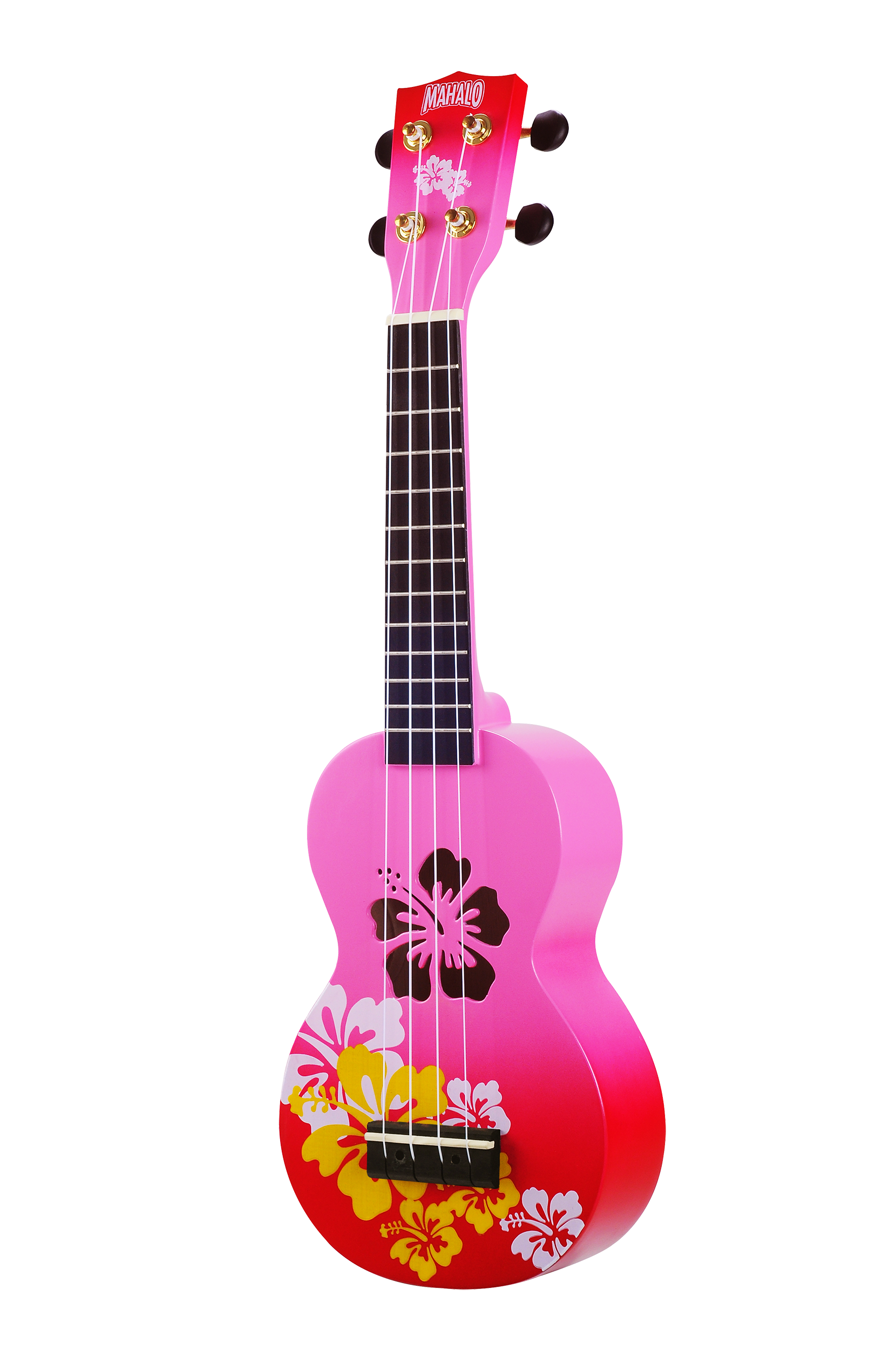 Mahalo MD1HBRDB Designer Hibiscus Soprano Ukulele in Pink Burst