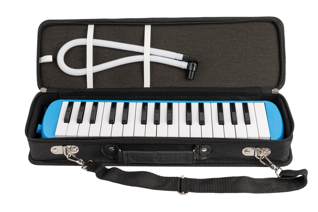 Blue Mano Percussion Melodica 32-note F3-C6 with carrying case, musical instrument for beginners and professionals.