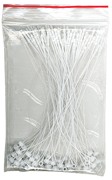Nylon hanging chime bar ties bag with 100 pieces, hand percussion accessory from AMS for securing chimes and percussion instruments.