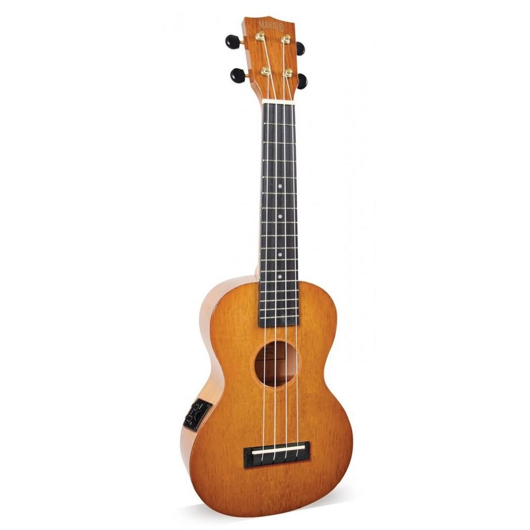 Mahalo Hano Series Concert Ukulele with Pickup - Vintage Natural
