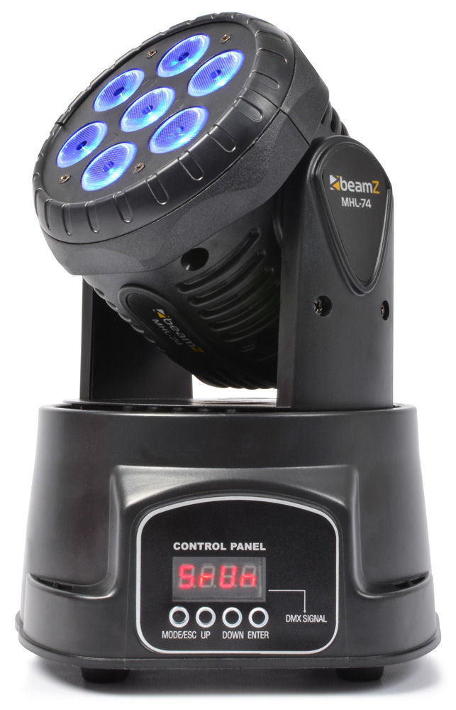 BeamZ MHL74 Moving Head Wash w/7 x 10W RGBW LEDs - Black