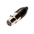 Rode MiCon-6 connector for wireless microphones, designed for select AKG and Audix devices, close-up of the compact connector.