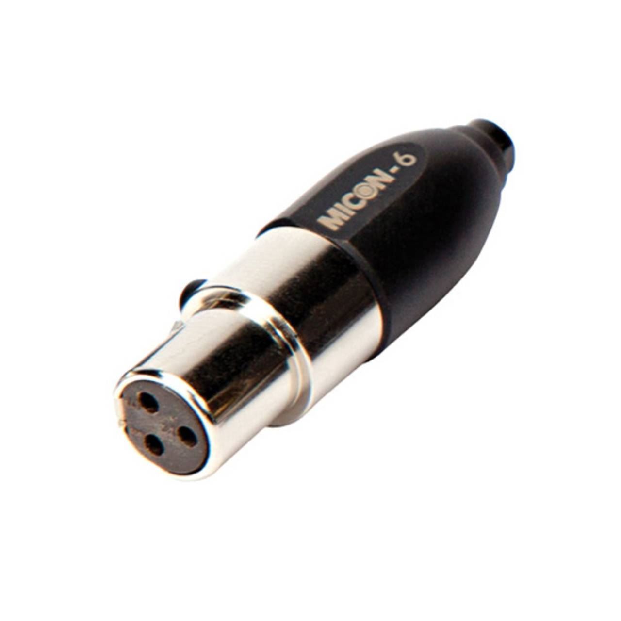 Rode MiCon-6 connector for wireless microphones, designed for select AKG and Audix devices, close-up of the compact connector.